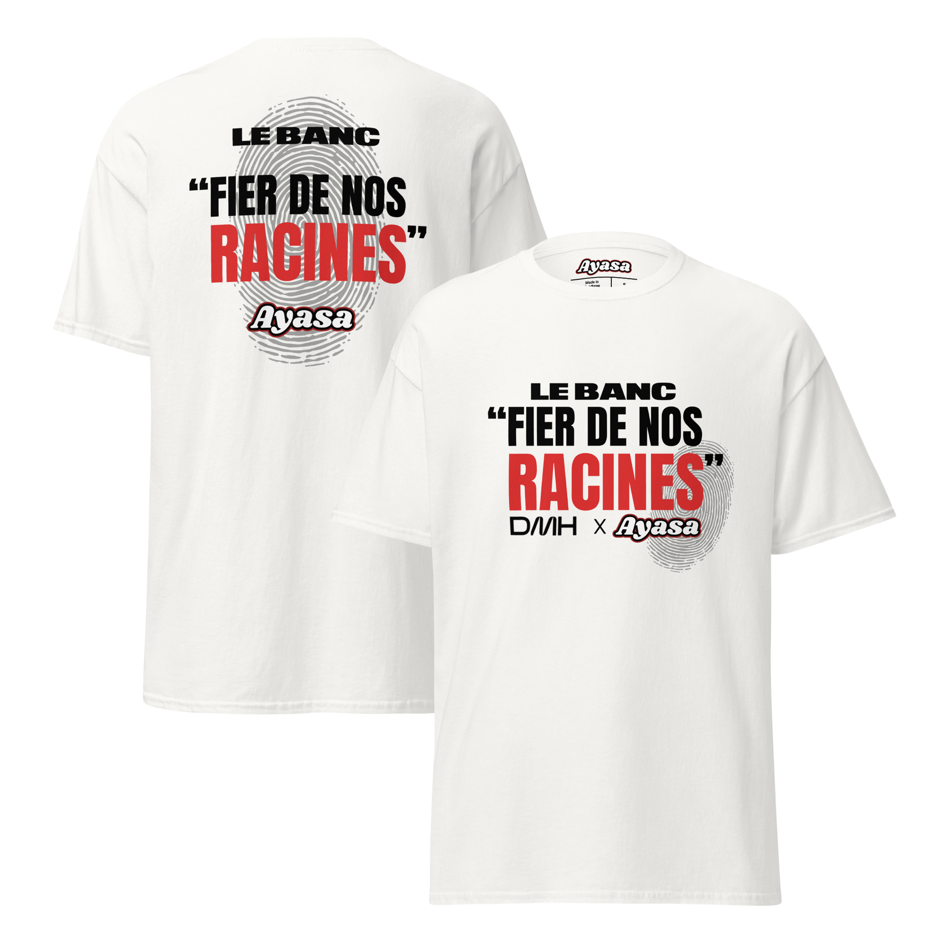 T-shirt « Fier de nos racines » collab Ayasa x Le Banc (blanc)