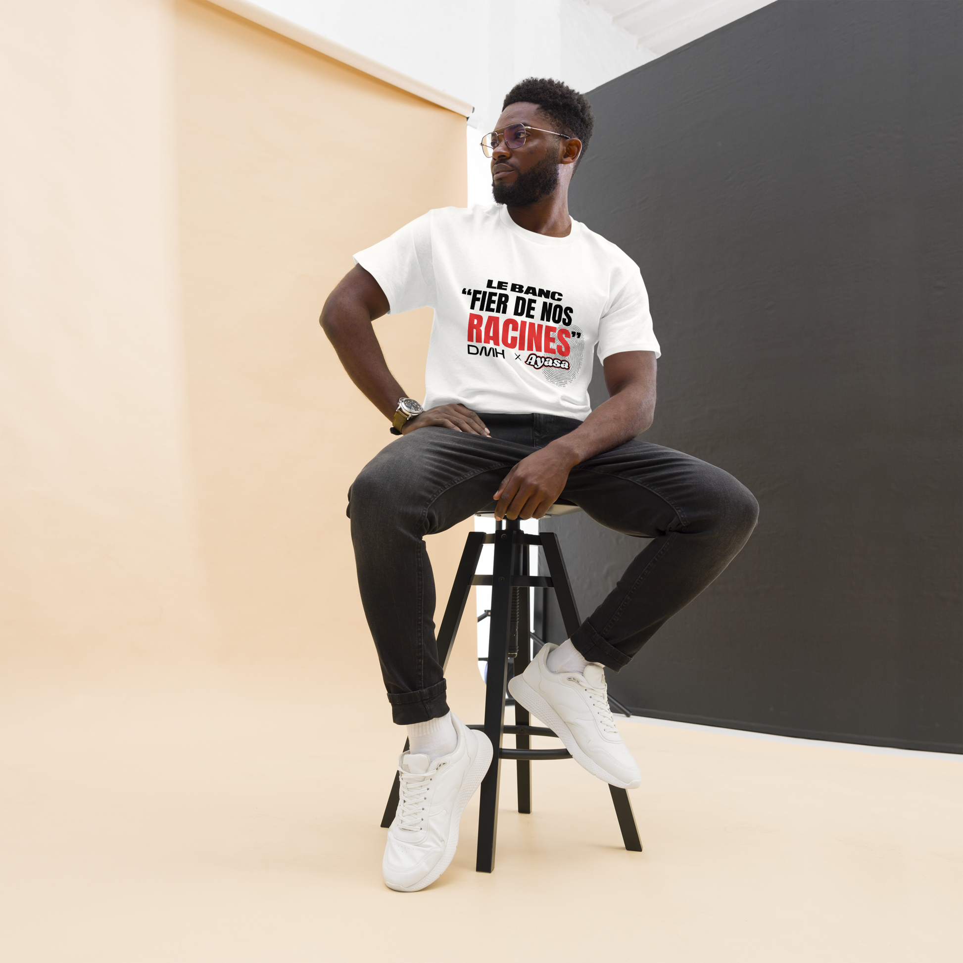 T-shirt « Fier de nos racines » collab Ayasa x Le Banc (blanc)