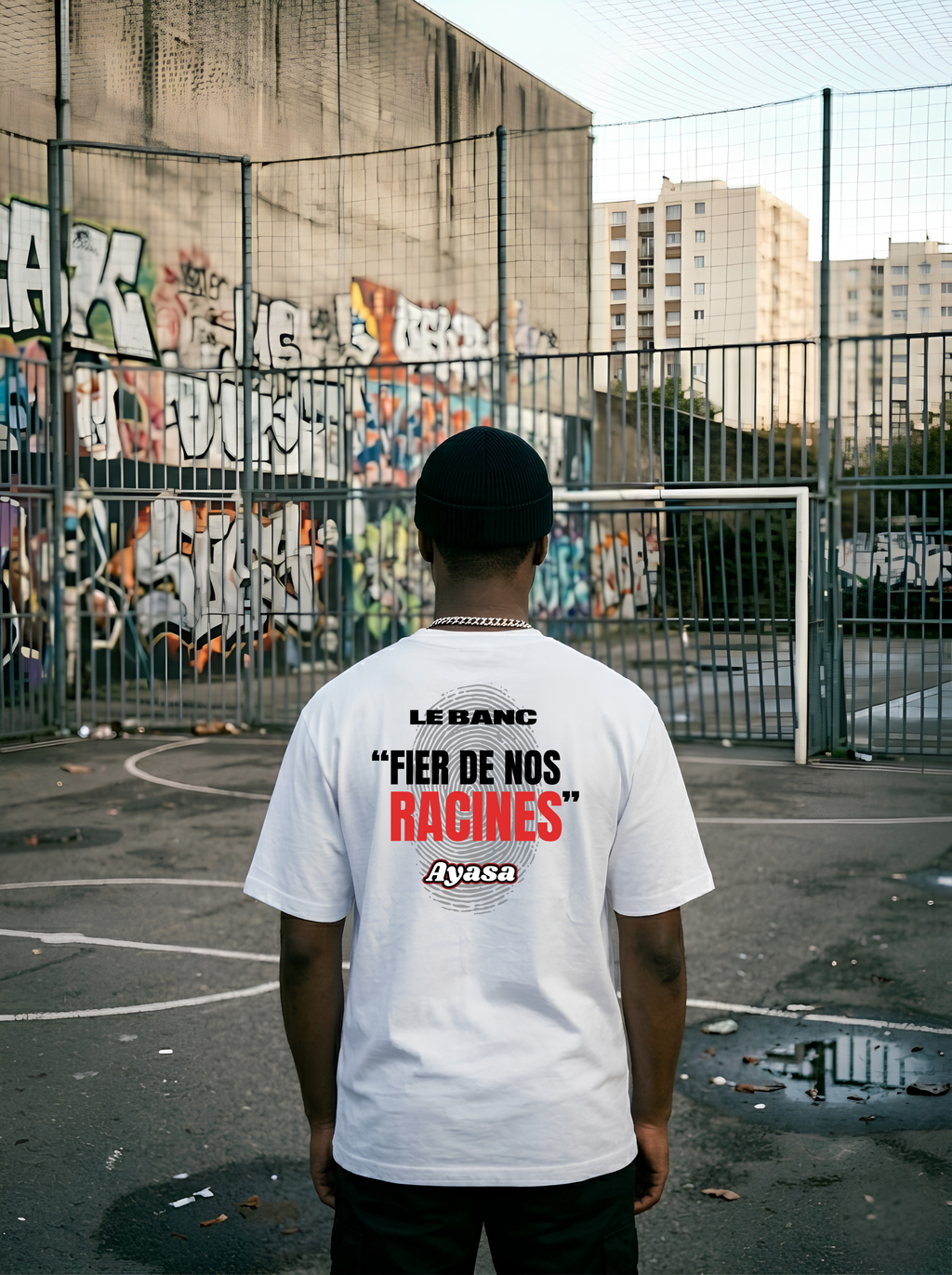 T-shirt « Fier de nos racines » collab Ayasa X Le Banc (Blanc)